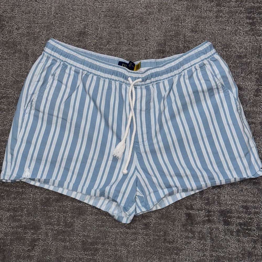 POLO 
Ralph Lauren Light Blue Striped Shorts | Pre-Loved - Picture 8 of 9